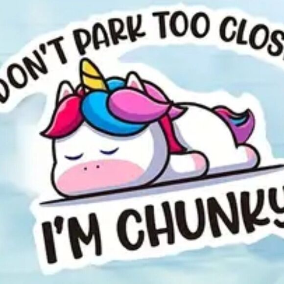 "Don't Park Too Close I'm Chunky" Unicorn Decal Sticker - Picture 2 of 4